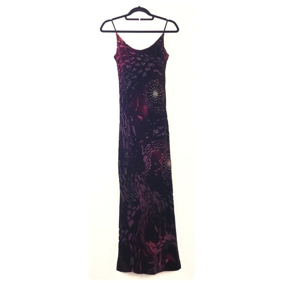 Vintage Andrea Polizzi for Rex Lester 90’s Burnout Velvet Bedazzled Dress - Picture 1 of 10